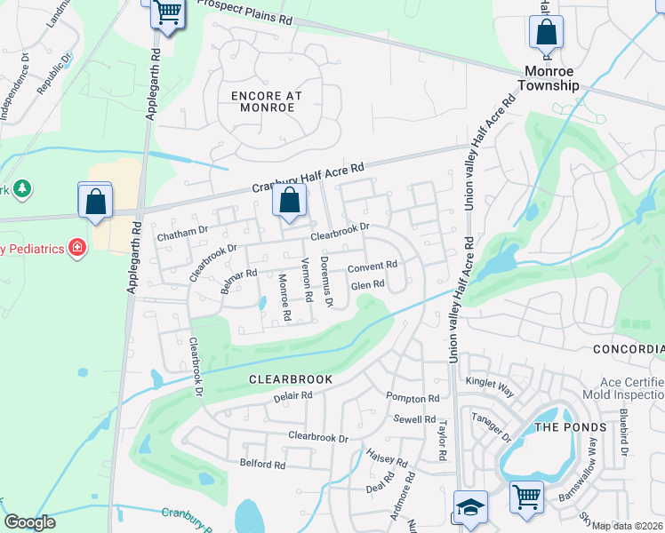map of restaurants, bars, coffee shops, grocery stores, and more near 212B Doremus Drive in Monroe Township