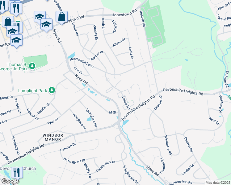 map of restaurants, bars, coffee shops, grocery stores, and more near 510 Lopax Rd in Harrisburg