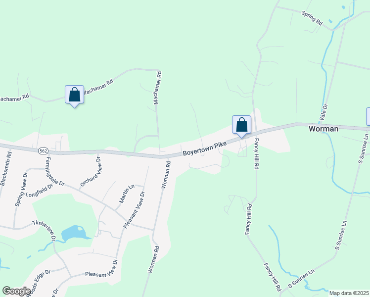 map of restaurants, bars, coffee shops, grocery stores, and more near 7772 Boyertown Pike in Boyertown
