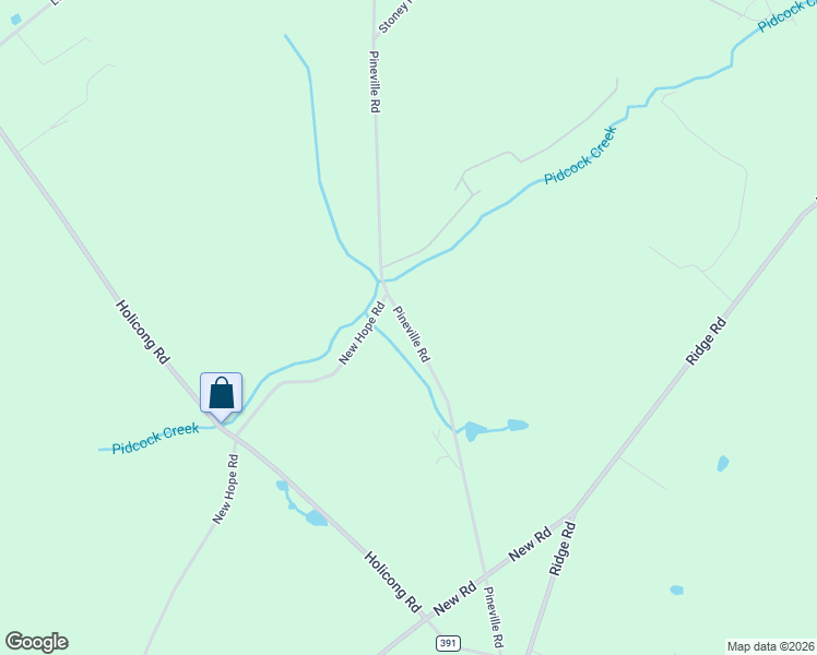 map of restaurants, bars, coffee shops, grocery stores, and more near Pineville Road in New Hope