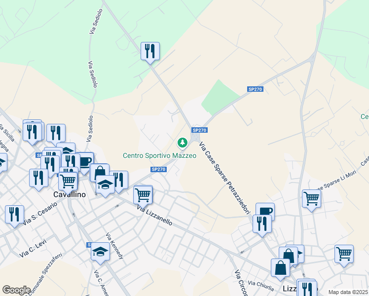 map of restaurants, bars, coffee shops, grocery stores, and more near Via Ugo Foscolo in Provincia di Lecce