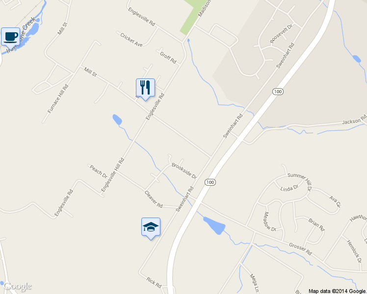 map of restaurants, bars, coffee shops, grocery stores, and more near 456 Mill Street in Boyertown