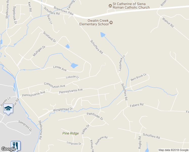 map of restaurants, bars, coffee shops, grocery stores, and more near 353 Constitution Avenue in Reading