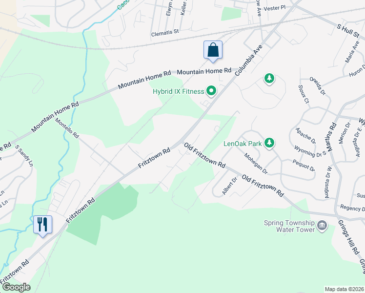 map of restaurants, bars, coffee shops, grocery stores, and more near 510 Fritztown Road in Sinking Spring