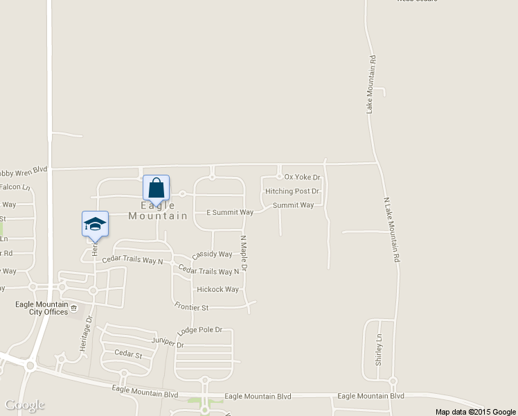 map of restaurants, bars, coffee shops, grocery stores, and more near 4611 Conestoga Way in Eagle Mountain