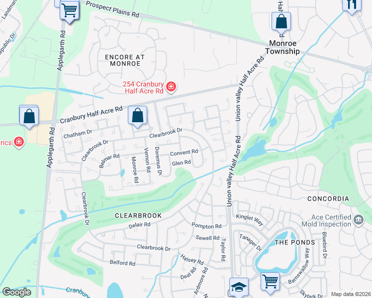 map of restaurants, bars, coffee shops, grocery stores, and more near 278A Oradell Drive in Monroe Township