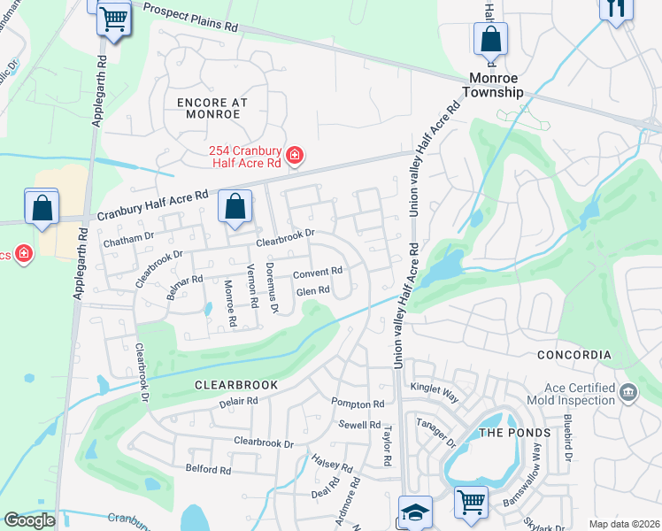 map of restaurants, bars, coffee shops, grocery stores, and more near 278A Oradell Drive in Monroe Township