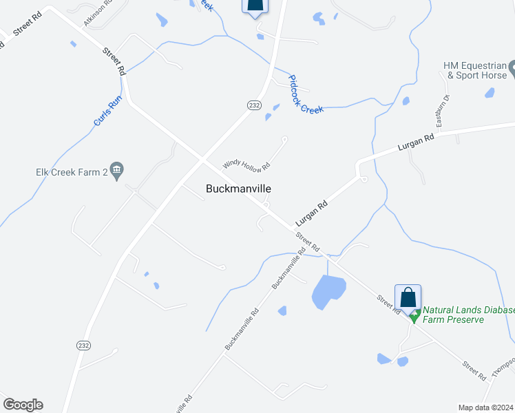 map of restaurants, bars, coffee shops, grocery stores, and more near 515 Street Road in New Hope