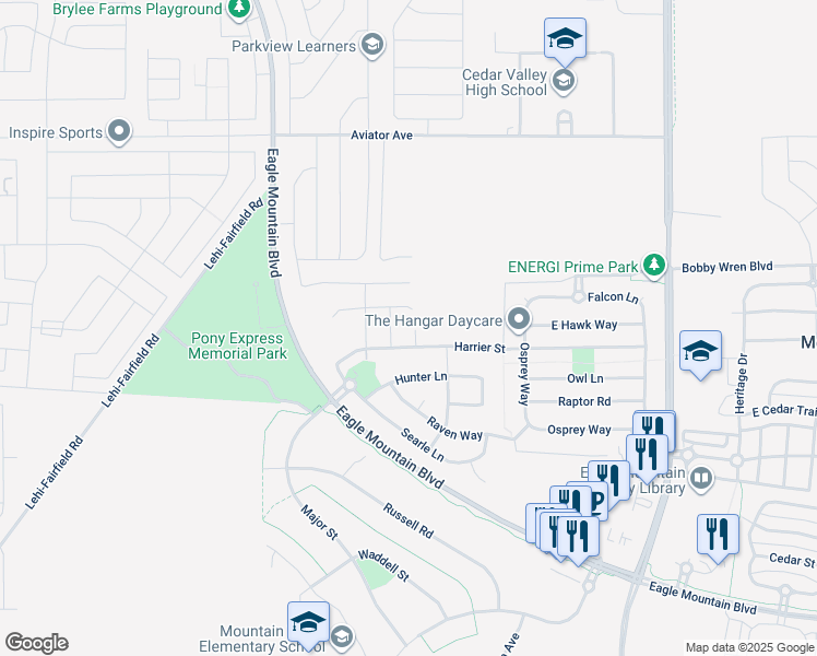 map of restaurants, bars, coffee shops, grocery stores, and more near 4609 North Fallow Way in Eagle Mountain