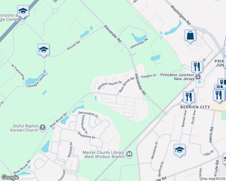 map of restaurants, bars, coffee shops, grocery stores, and more near 35 Ketley Place in Princeton