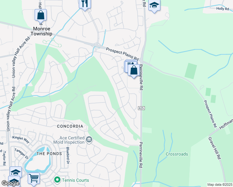 map of restaurants, bars, coffee shops, grocery stores, and more near 30 Daniel Webster Avenue in Monroe Township