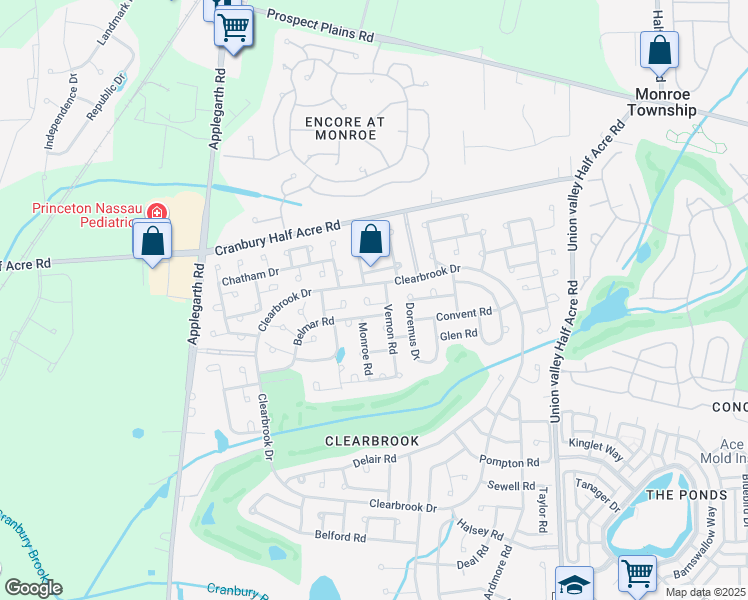 map of restaurants, bars, coffee shops, grocery stores, and more near 170B Laurel Plaza in Monroe Township