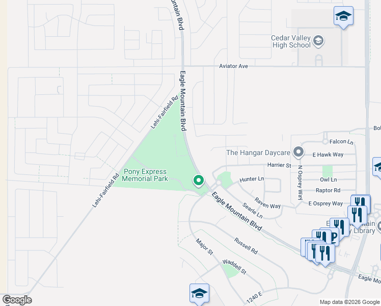 map of restaurants, bars, coffee shops, grocery stores, and more near 6000 Eagle Mountain Boulevard in Eagle Mountain
