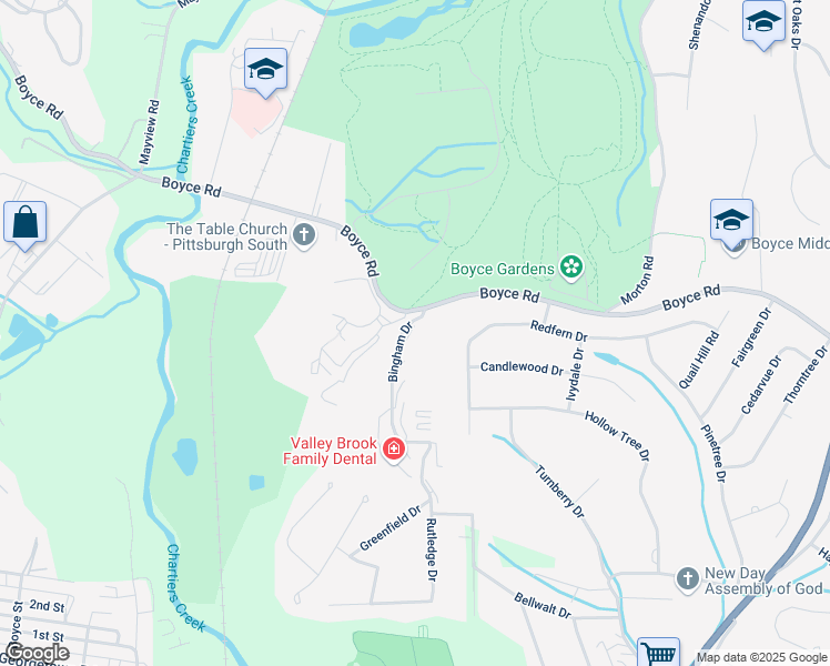 map of restaurants, bars, coffee shops, grocery stores, and more near 2649 Bingham Drive in Pittsburgh