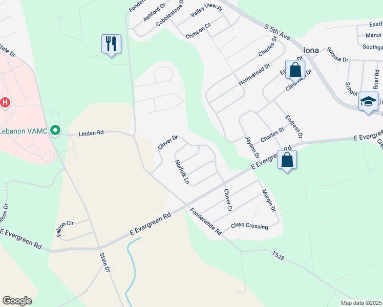 map of restaurants, bars, coffee shops, grocery stores, and more near 15 Barberry Lane in Lebanon