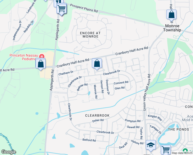 map of restaurants, bars, coffee shops, grocery stores, and more near 169 Laurel Plaza in Monroe Township