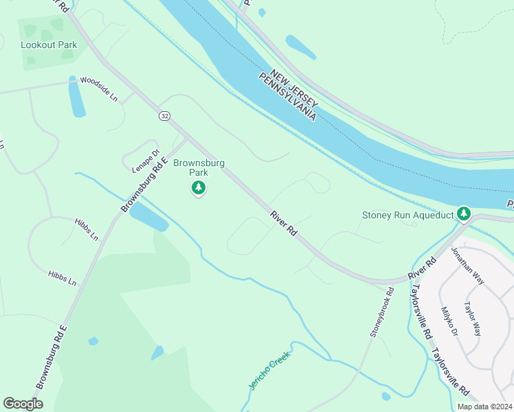 map of restaurants, bars, coffee shops, grocery stores, and more near 1425 River Road in New Hope