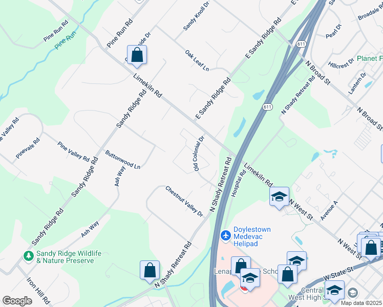 map of restaurants, bars, coffee shops, grocery stores, and more near 4 Providence Avenue in Doylestown