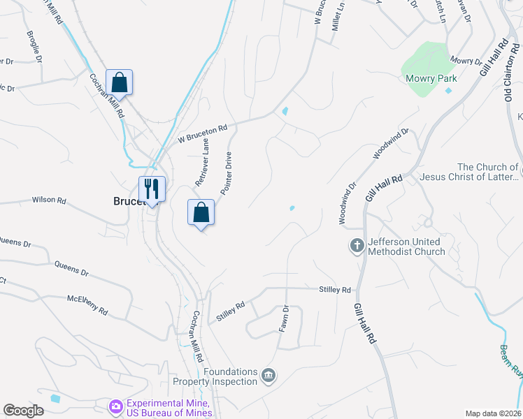 map of restaurants, bars, coffee shops, grocery stores, and more near 5044 Stilley Road in Clairton