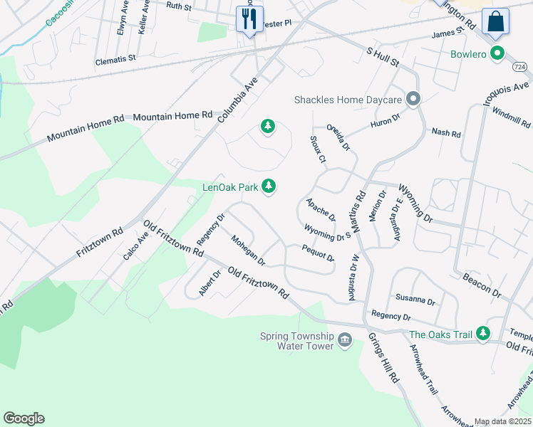 map of restaurants, bars, coffee shops, grocery stores, and more near 3523 Regency Drive in Sinking Spring