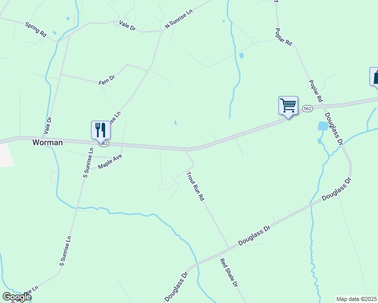 map of restaurants, bars, coffee shops, grocery stores, and more near 105 Trout Run Road in Boyertown