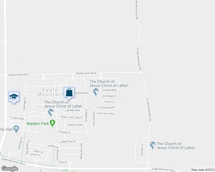 map of restaurants, bars, coffee shops, grocery stores, and more near 2378 Hitching Post Drive in Eagle Mountain