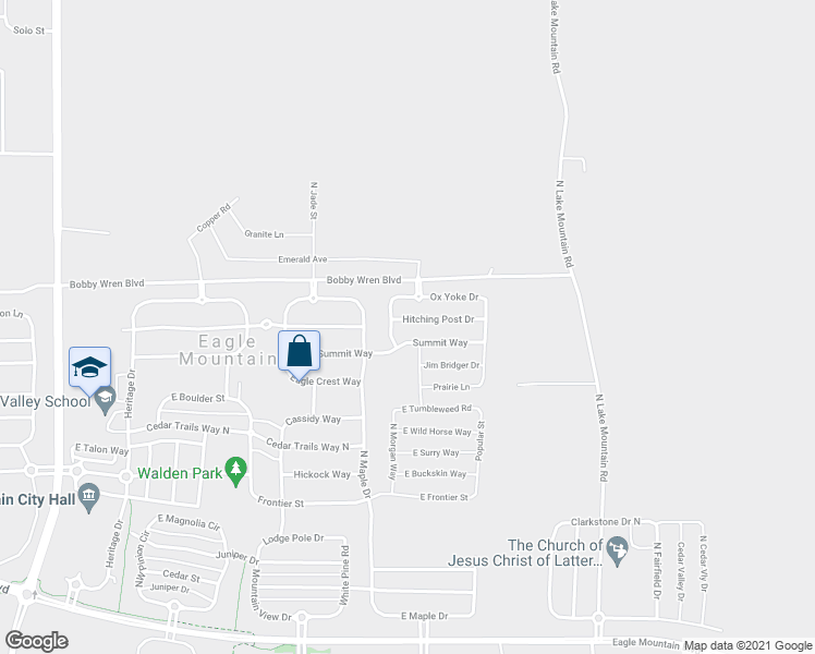 map of restaurants, bars, coffee shops, grocery stores, and more near 2308 Hitching Post Drive in Eagle Mountain
