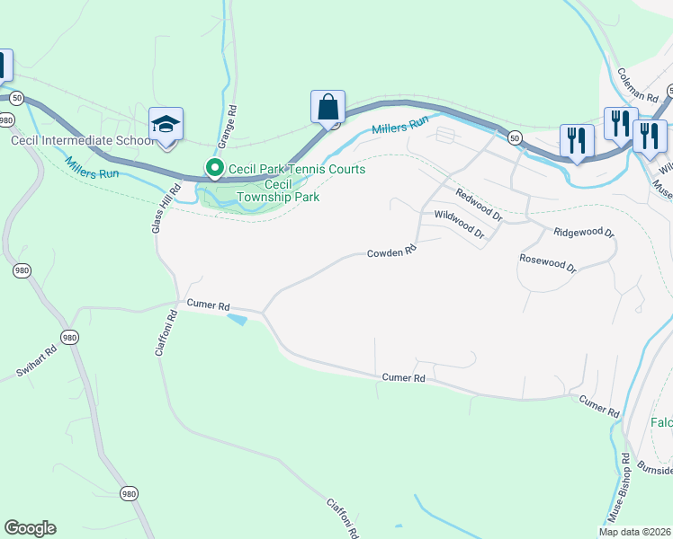 map of restaurants, bars, coffee shops, grocery stores, and more near in Cecil-Bishop