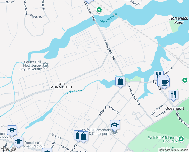 map of restaurants, bars, coffee shops, grocery stores, and more near 4 Gosselin Avenue in Oceanport