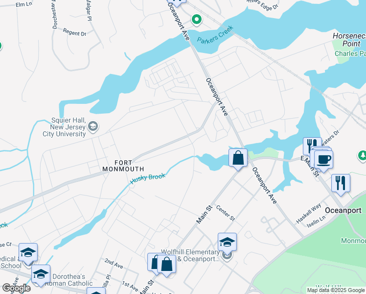 map of restaurants, bars, coffee shops, grocery stores, and more near 57 Gosselin Avenue in Oceanport