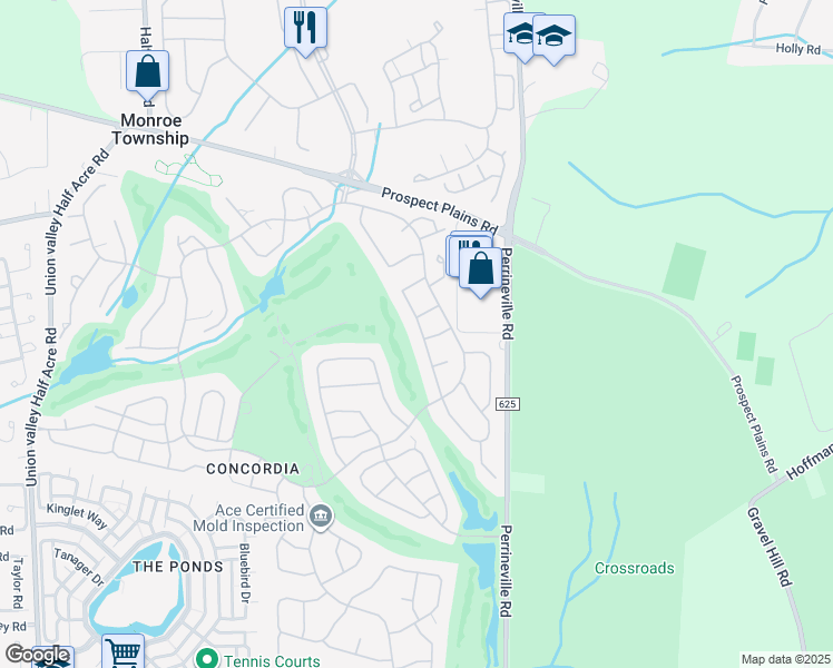 map of restaurants, bars, coffee shops, grocery stores, and more near 20 Daniel Webster Avenue in Monroe Township
