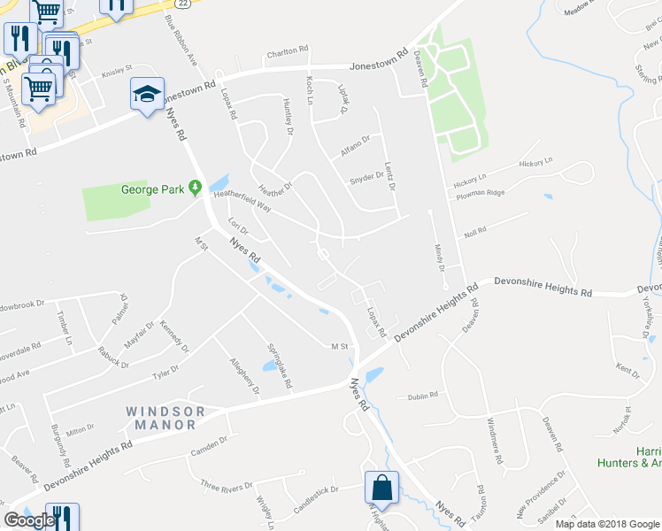 map of restaurants, bars, coffee shops, grocery stores, and more near 334 Lopax Road in Paxtonia