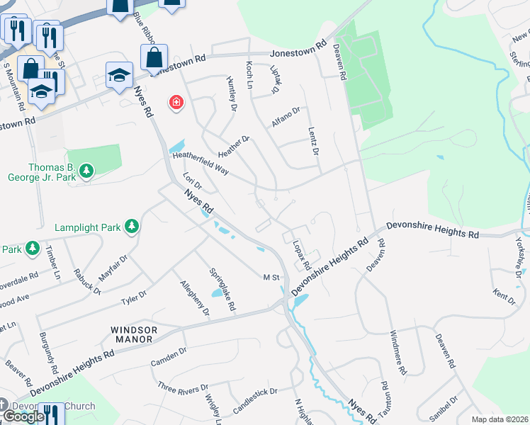 map of restaurants, bars, coffee shops, grocery stores, and more near 334 Lopax Road in Paxtonia
