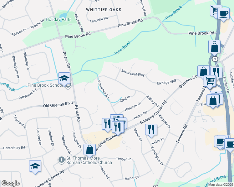 map of restaurants, bars, coffee shops, grocery stores, and more near 31 Shilling Road in Manalapan Township