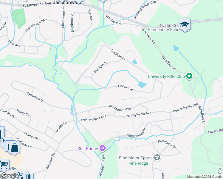 map of restaurants, bars, coffee shops, grocery stores, and more near 38 Linree Avenue in Reading