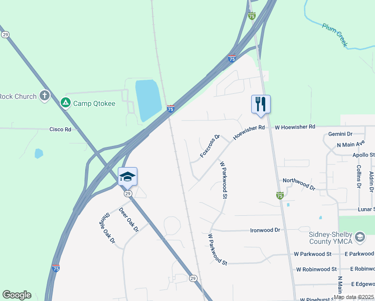 map of restaurants, bars, coffee shops, grocery stores, and more near 2569 Alpine Court in Sidney