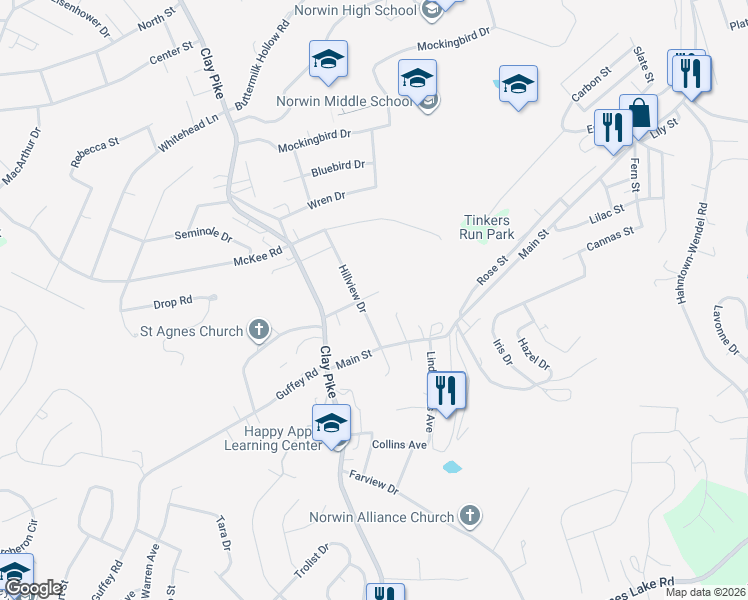 map of restaurants, bars, coffee shops, grocery stores, and more near 10992 Glenn Drive in North Huntingdon