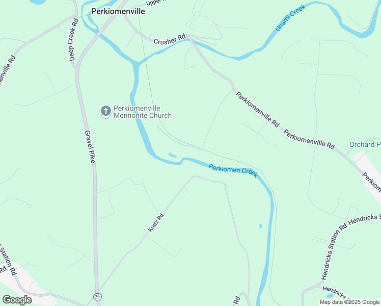 map of restaurants, bars, coffee shops, grocery stores, and more near 2073 Kratz Station Rd in Harleysville