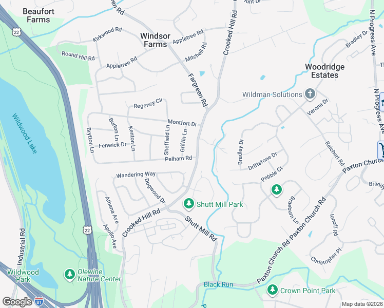 map of restaurants, bars, coffee shops, grocery stores, and more near 1520 Pelham Road in Harrisburg