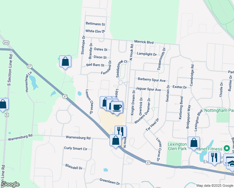map of restaurants, bars, coffee shops, grocery stores, and more near 76 Lippazon Way in Delaware