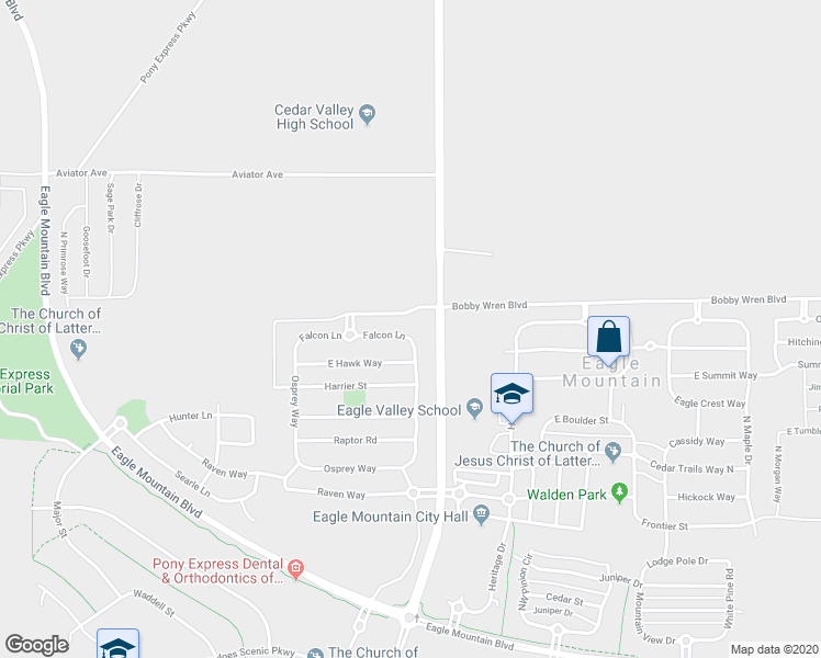 map of restaurants, bars, coffee shops, grocery stores, and more near in Eagle Mountain