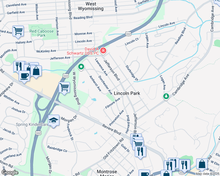 map of restaurants, bars, coffee shops, grocery stores, and more near 506 Dorchester Avenue in West Lawn