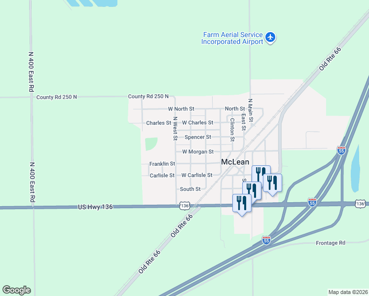 map of restaurants, bars, coffee shops, grocery stores, and more near 210 West Morgan Street in McLean
