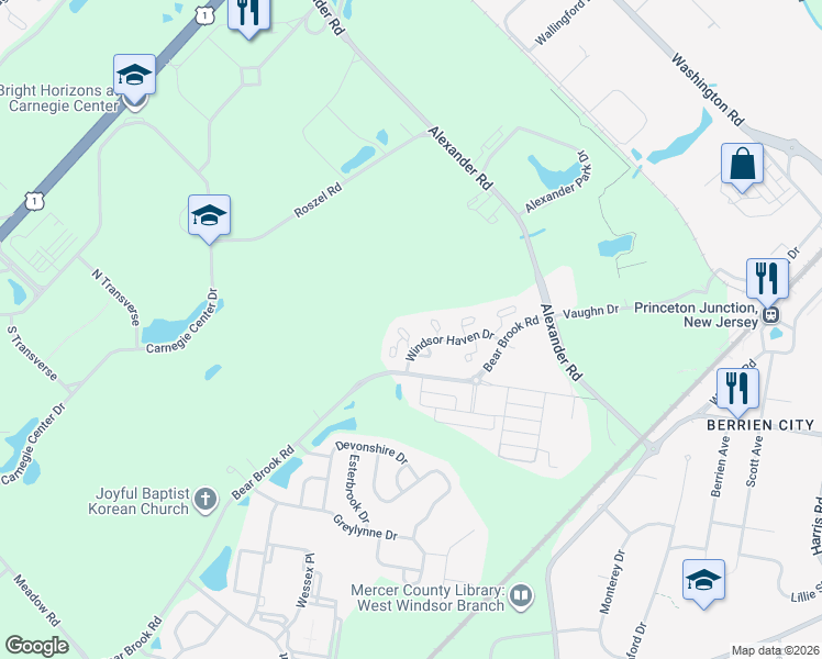 map of restaurants, bars, coffee shops, grocery stores, and more near 112 North Barrow Place in Princeton