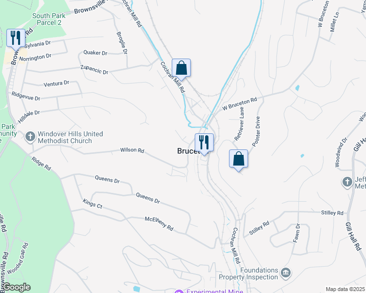 map of restaurants, bars, coffee shops, grocery stores, and more near in Bruceton