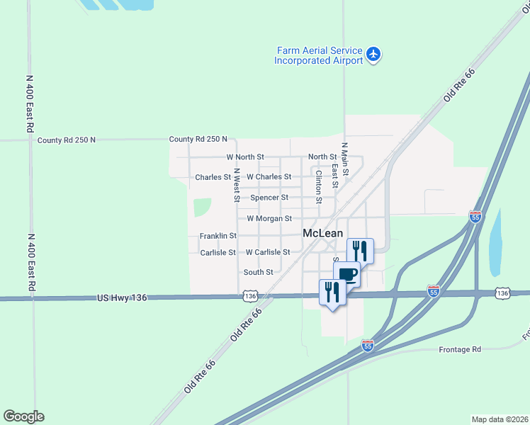 map of restaurants, bars, coffee shops, grocery stores, and more near 210 West Morgan Street in McLean