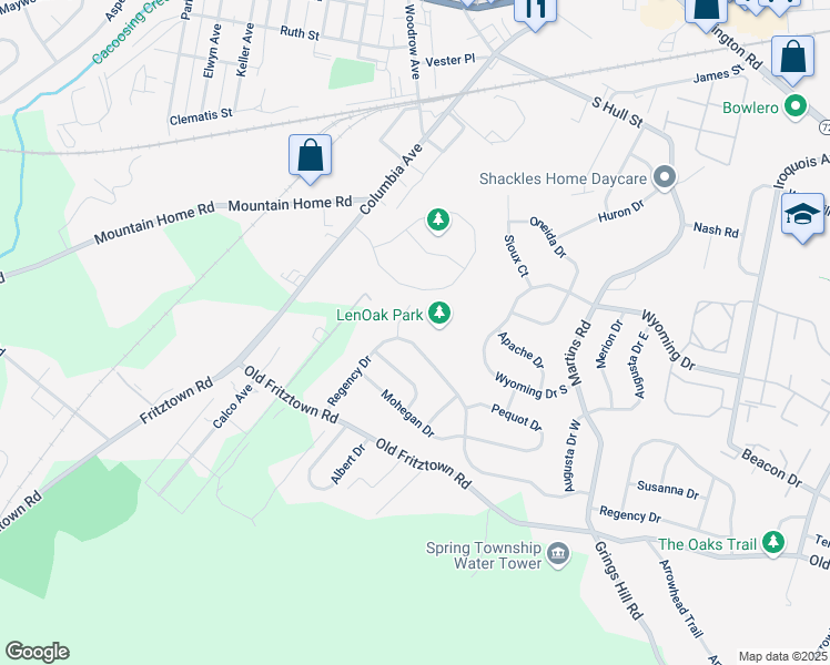 map of restaurants, bars, coffee shops, grocery stores, and more near 3523 Regency Drive in Sinking Spring