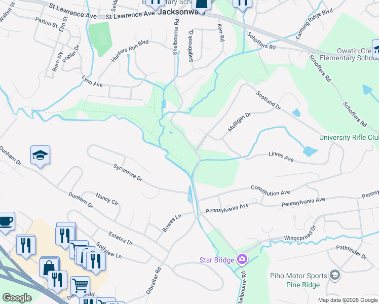 map of restaurants, bars, coffee shops, grocery stores, and more near 840 Shelbourne Road in Reading