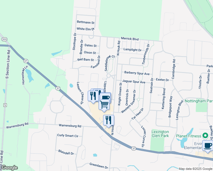 map of restaurants, bars, coffee shops, grocery stores, and more near 76 Lippazon Way in Delaware