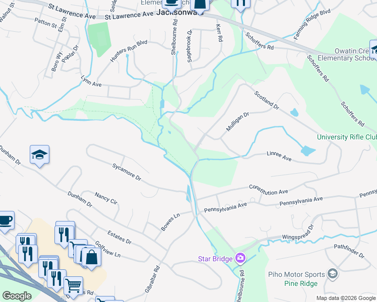 map of restaurants, bars, coffee shops, grocery stores, and more near 840 Shelbourne Road in Reading
